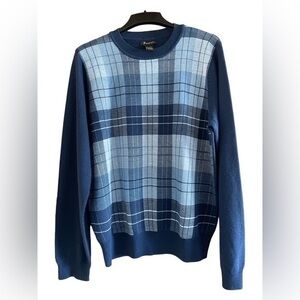 Fink Urban Outfitters Acrylic‎ Wool Blend Sweater Blue Plaid Crewneck Men’s XL
